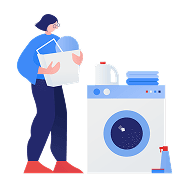 Person loading washing machine